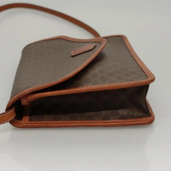 CELINE Macadam Canvas Shoulder Bag PVC Leather Brown Gold - Picture 4 of 14